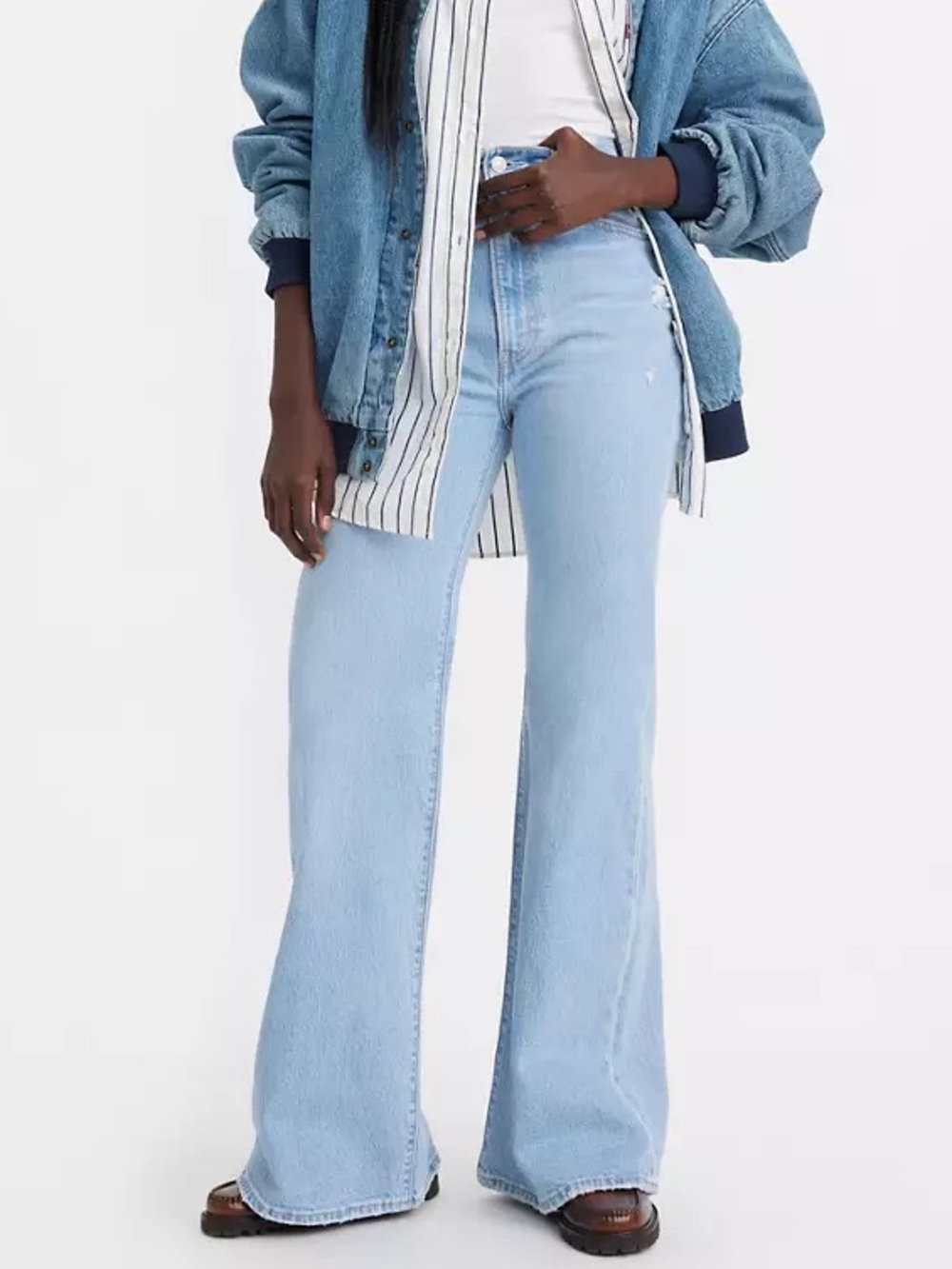 Levi’s Ribcage Bell High Rise Flare Jeans in Marin Babe Light Wash